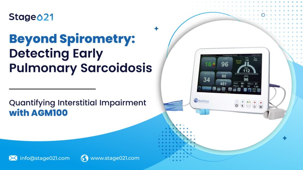 AGM100 enables early detection of pulmonary sarcoidosis. 12 key respiratory parameters that can enable clinicians to detect respiratory decline early.